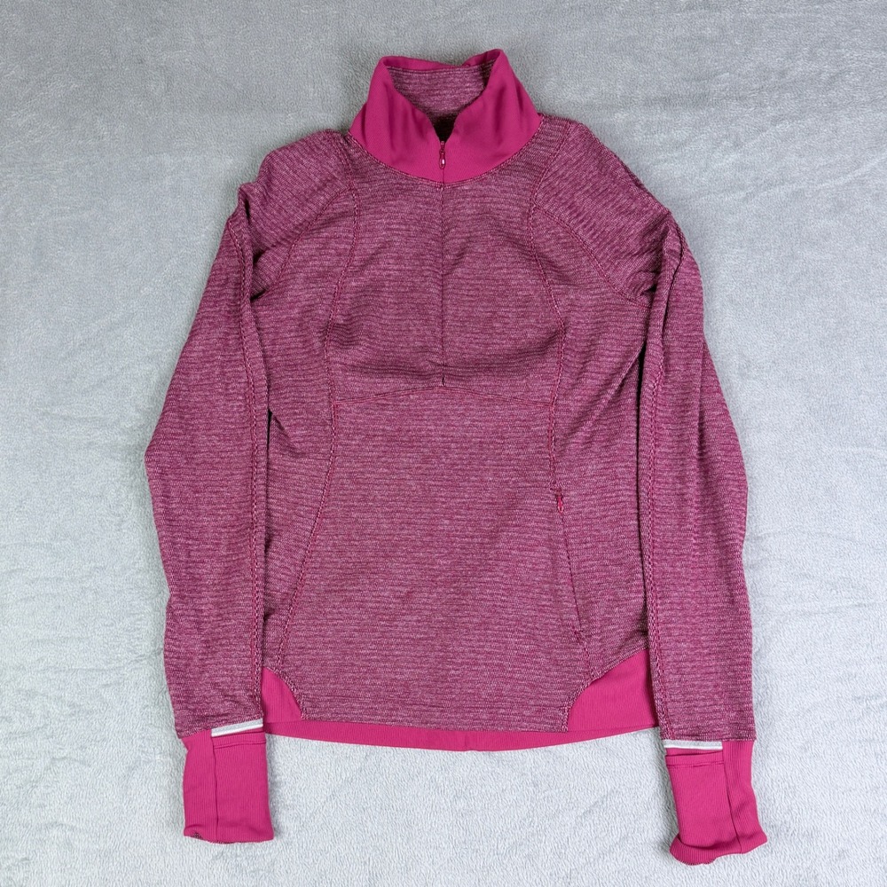 Lululemon Runderful Half‎ Zip Pullover Athletic Top Thumbholes Womens Berry Pink
